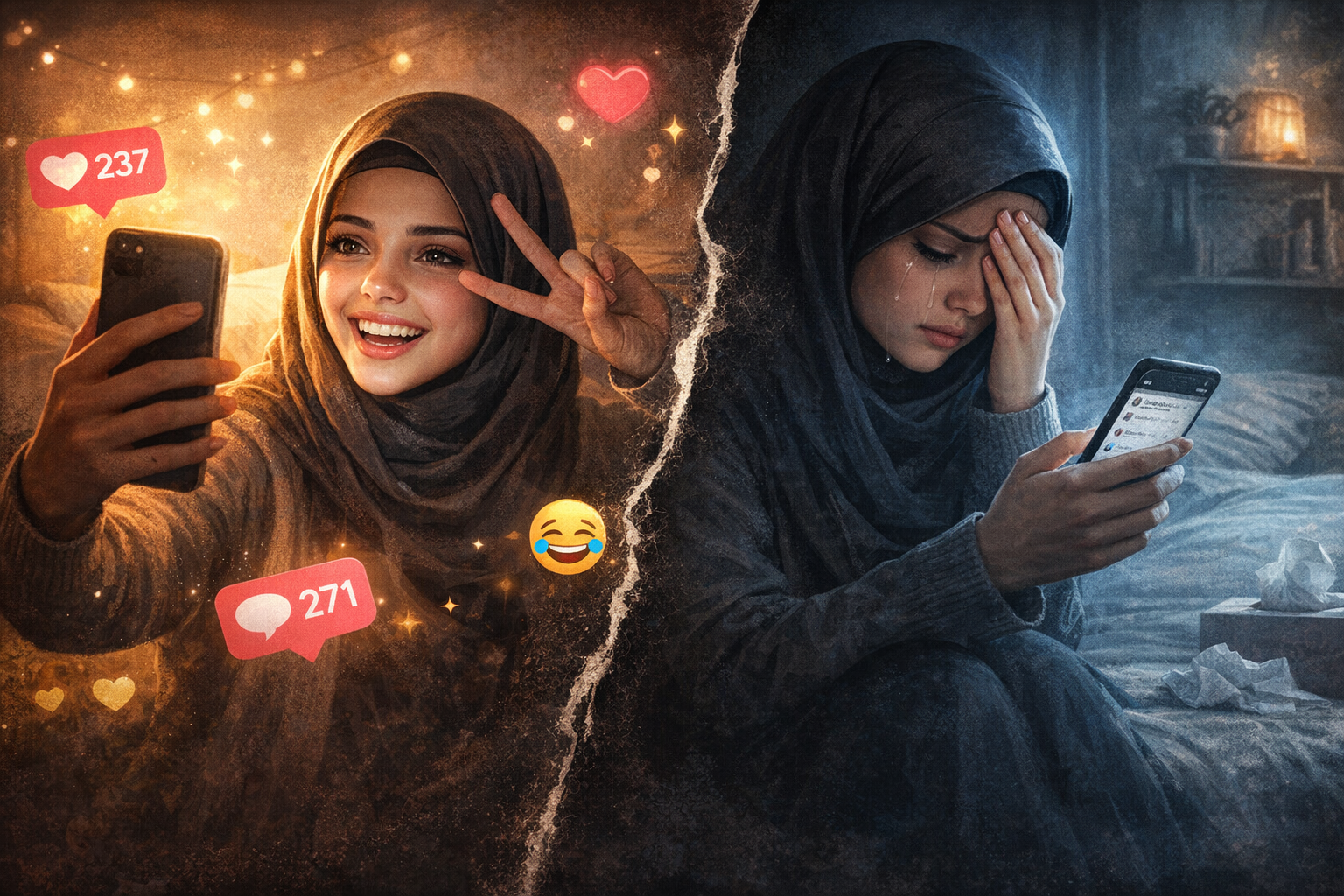 ضحكة في ستوري… ودمعة في الحقيقة: قصة نور بين وهم الحب ودرس الثقة