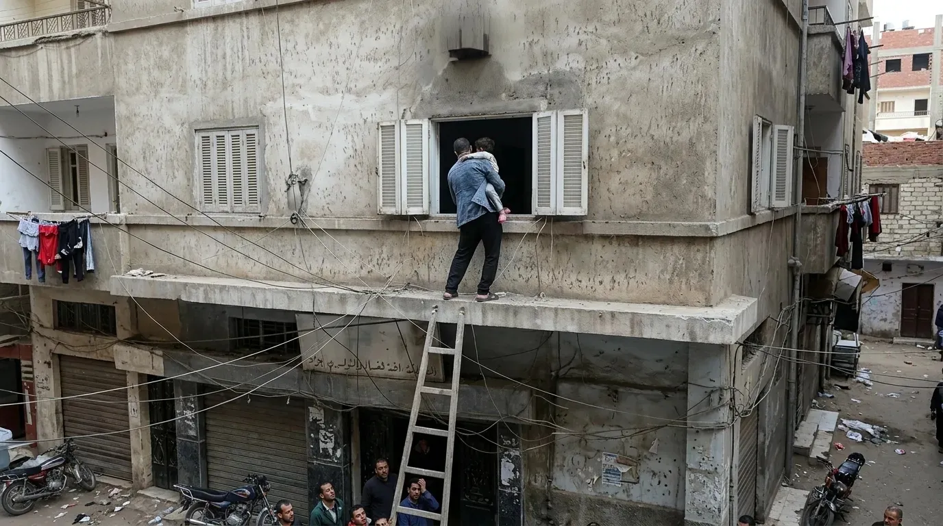 سلم الحنين وقصة أب يخاطر بحياته من أجل لحظة مع أطفاله
