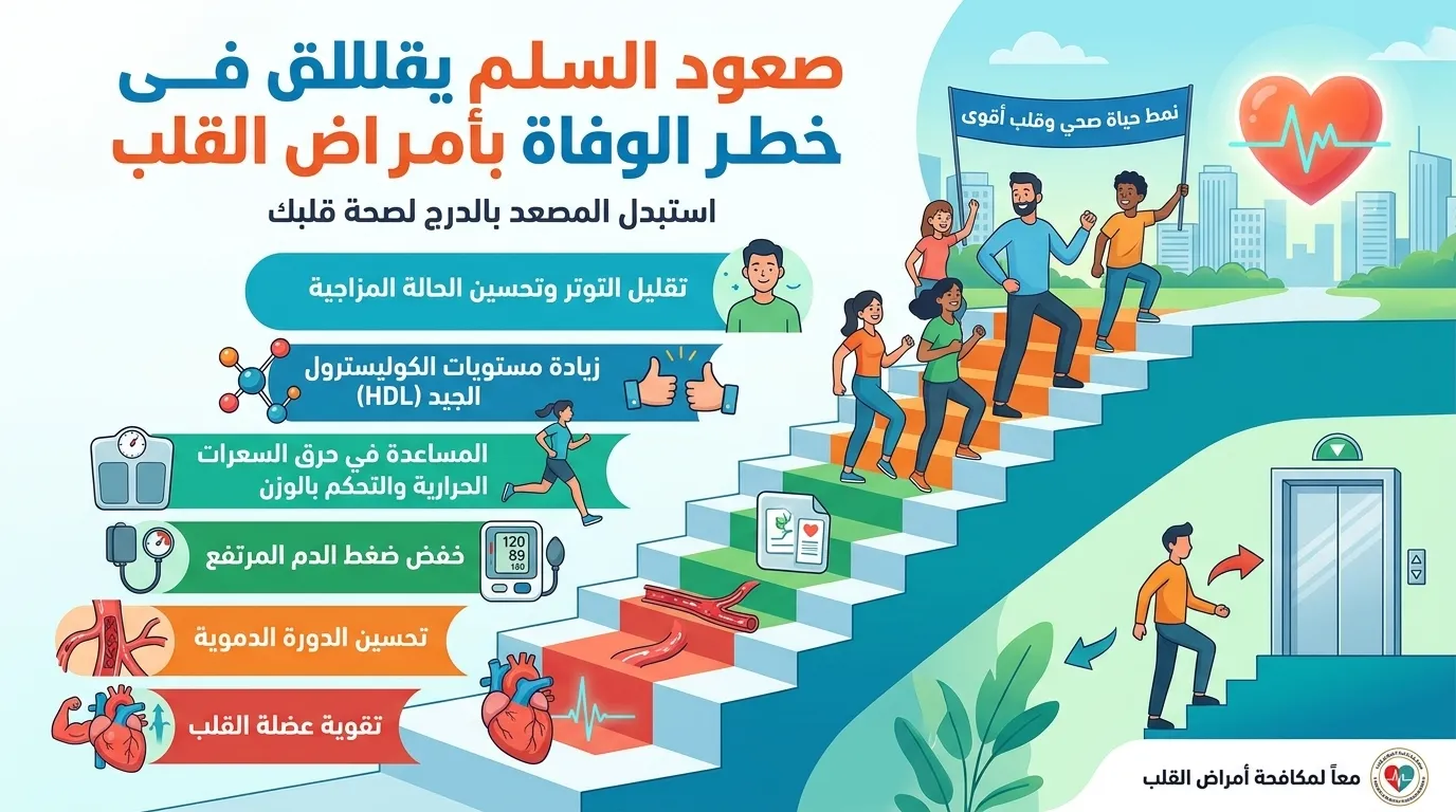 صعود السلم يقلل خطر الوفاة بأمراض القلب